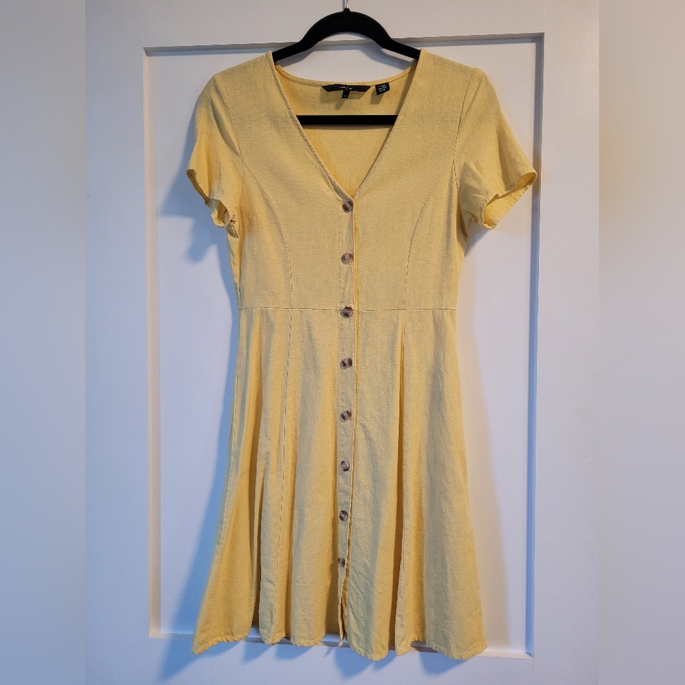 Yellow Linen Blend Summer Dress